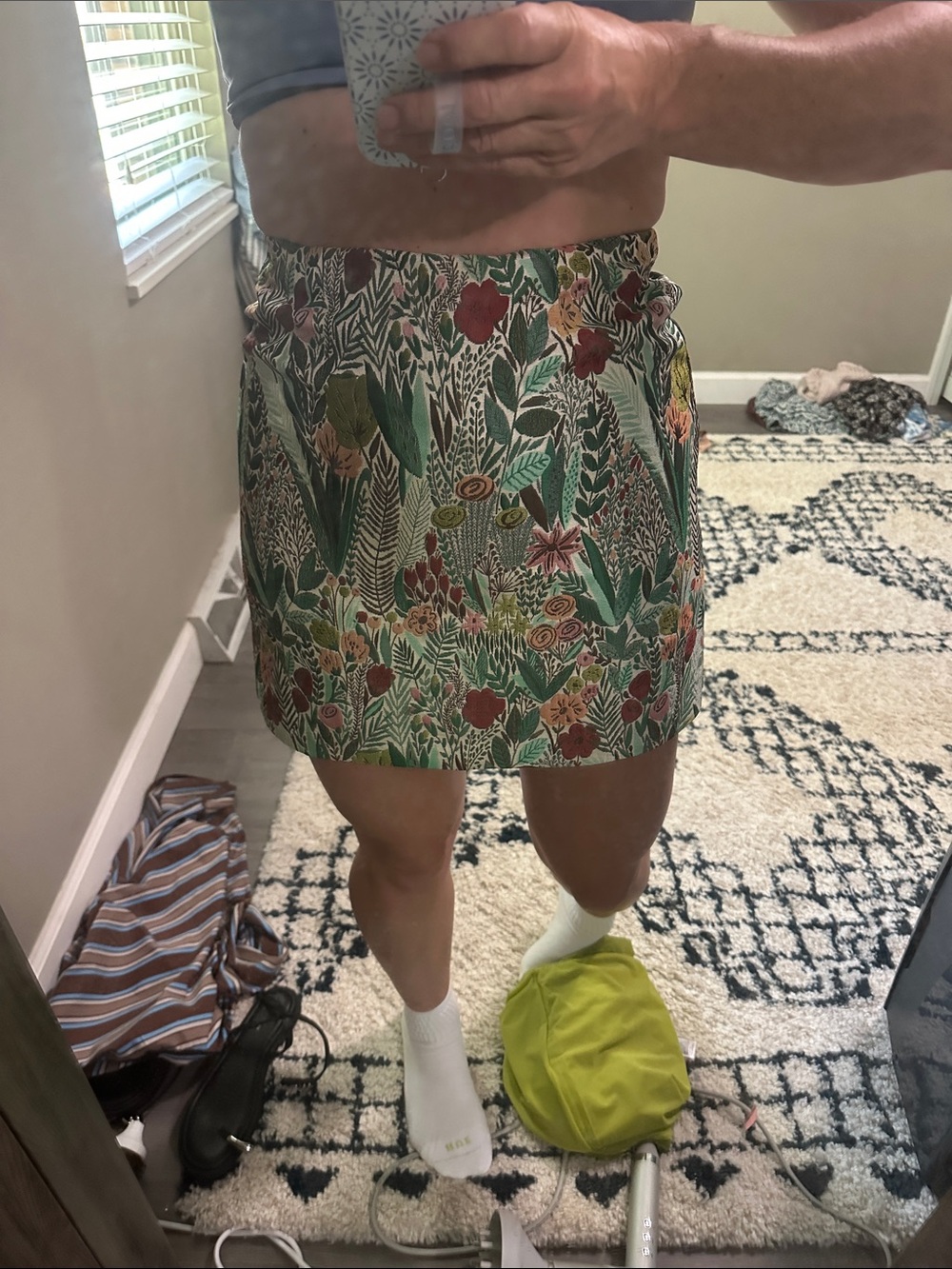 Vici Botanical Mini Skirt in Green and Red